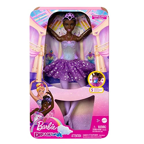 Magical Ballerina Doll - Black Hair Purple Tutu Light-Up Feature