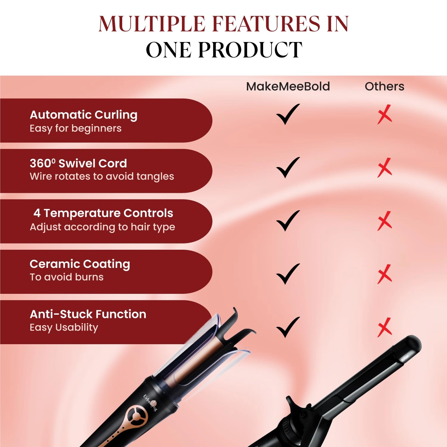 Hot Air Brush + Automatic Hair Curler + Hair Straightening Brush