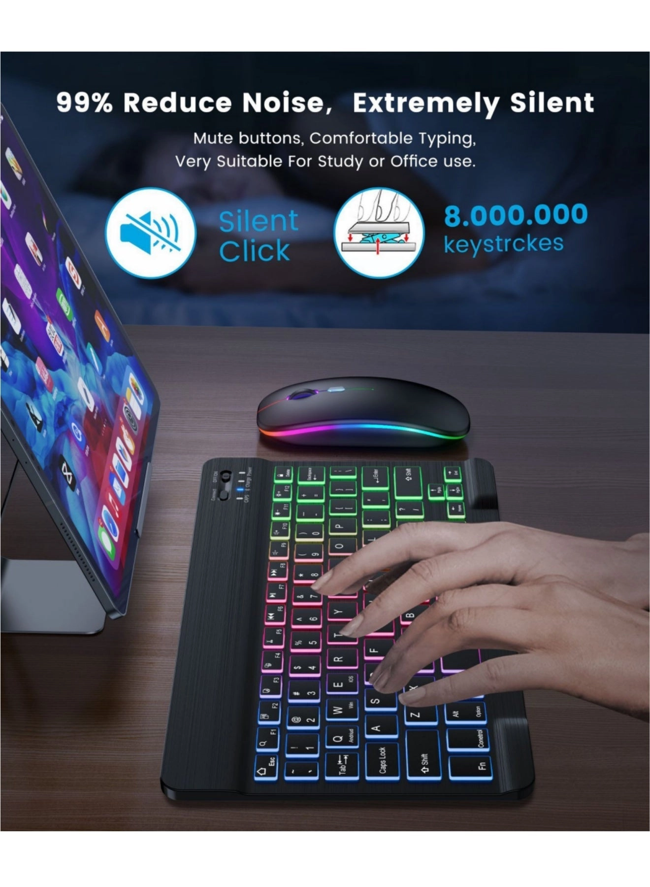 Bluetooth Keyboard and Mouse - AR/EN Wireless