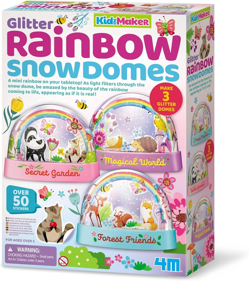 4M KidzMaker Glitter Rainbow Snow Domes - DIY Craft Kit 2 domes
