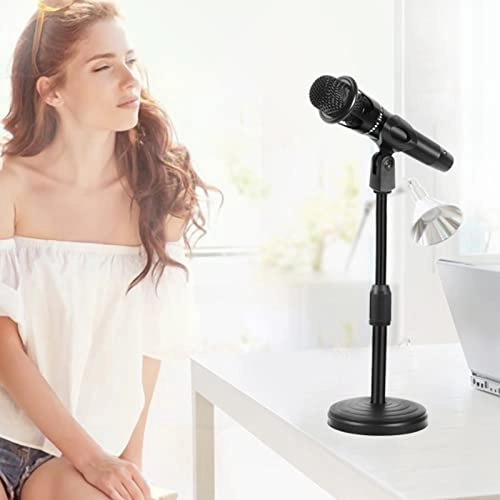 Microphone Stand - Weighted Round Base Height Adjustable Detachable