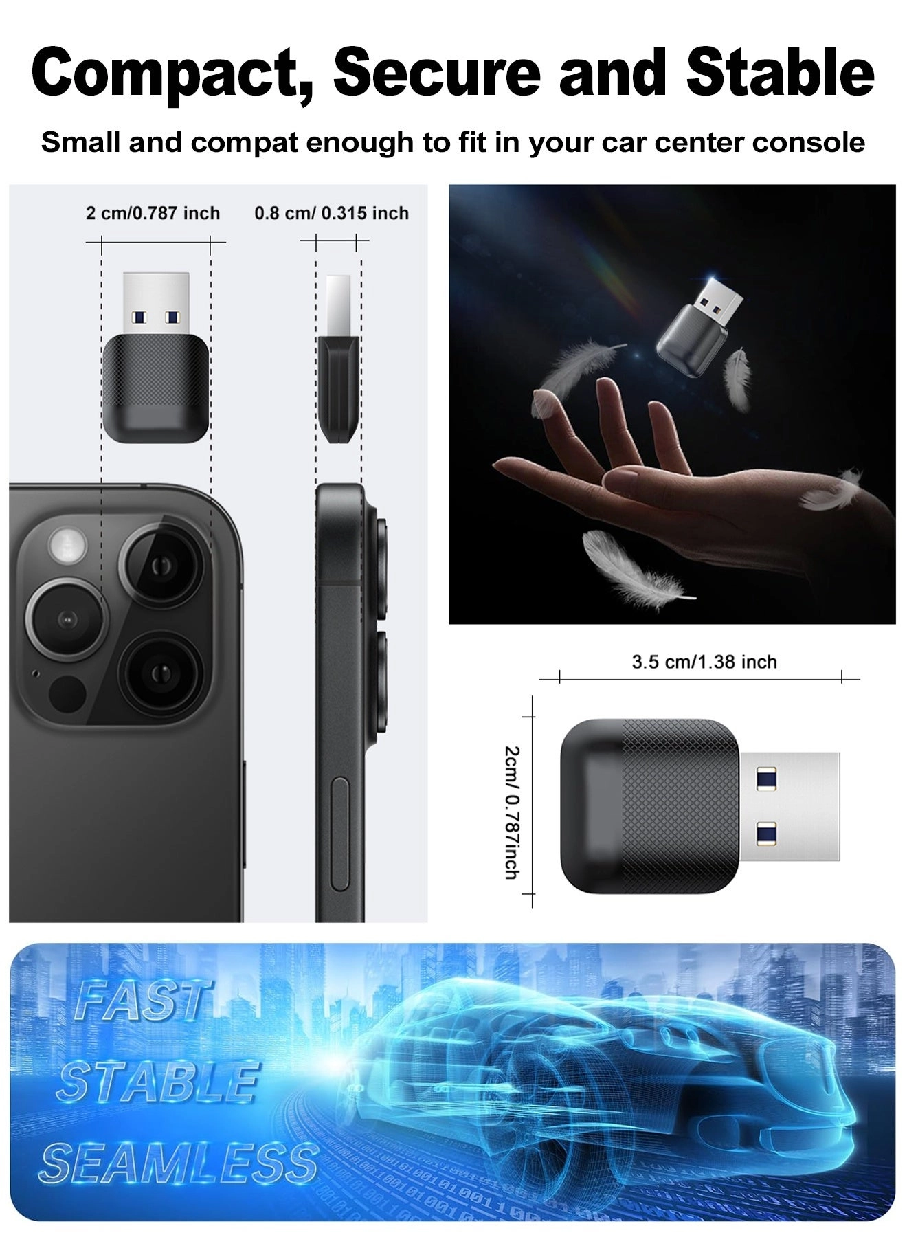 Wireless CarPlay & Android Auto Adapter - 2-in-1 Plug & Play Dual-Band