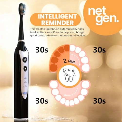 Sonic Toothbrush - 3 Brushing Modes 5 Replacement Heads Inductive Charging