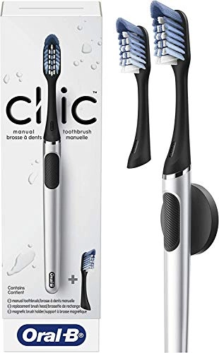 Clic - Chrome Black 2 Replaceable Brush Heads Magnetic Holder