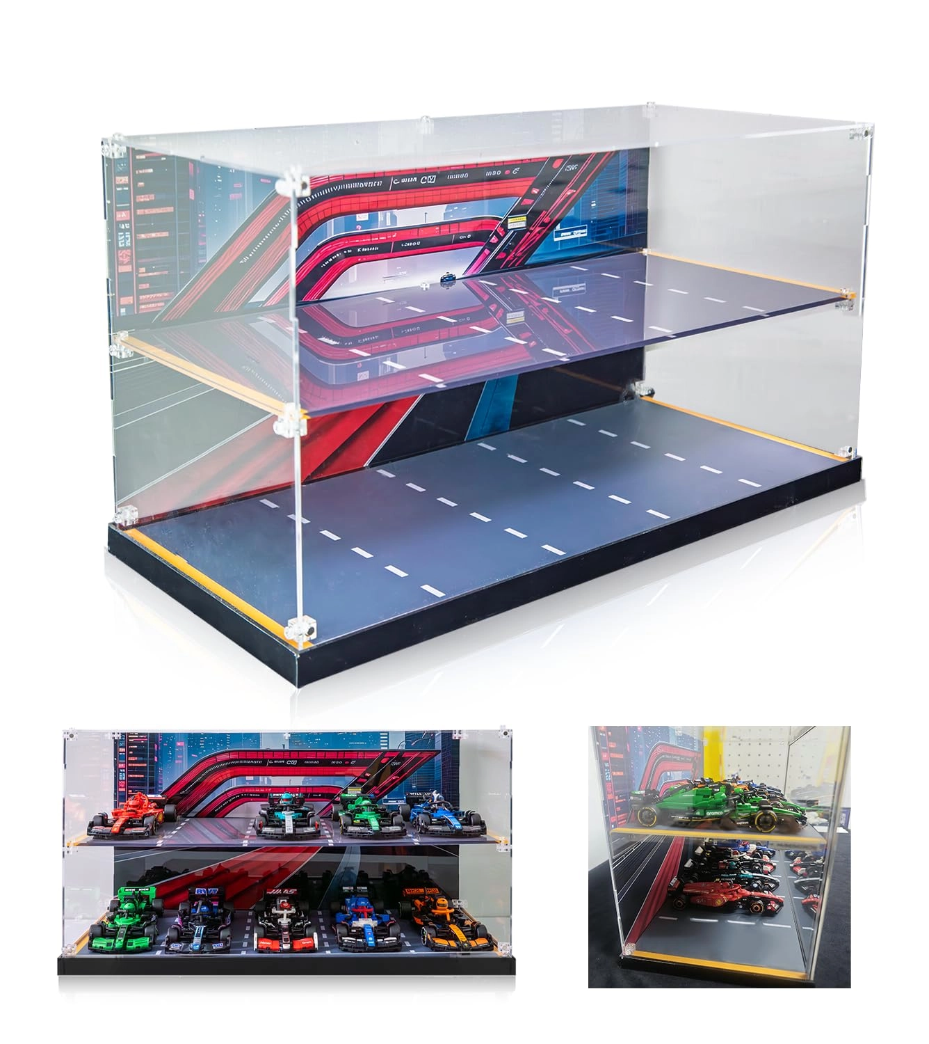 NOVDA Display Case for Lego Speed Champions 10-in-1 F1 Car - 51 x 24 x 26 cm