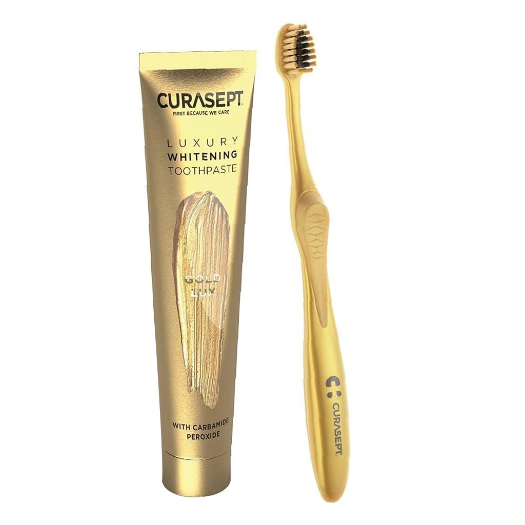 CURASEPT Gold Luxury Whitening Carbamide Peroxide Toothpaste Adults 75ml + Whitening Toothbrush