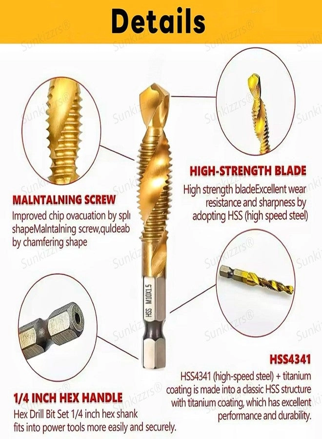 HSS Spiral Drill Screw Tap Bit Set - 6-Pcs