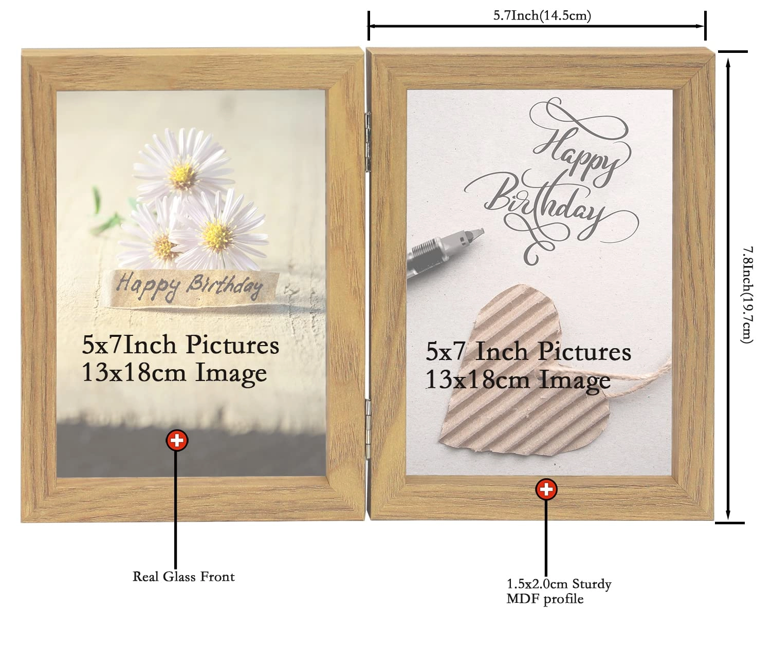 Hinged Double Photo Frame - 7x5'' 2