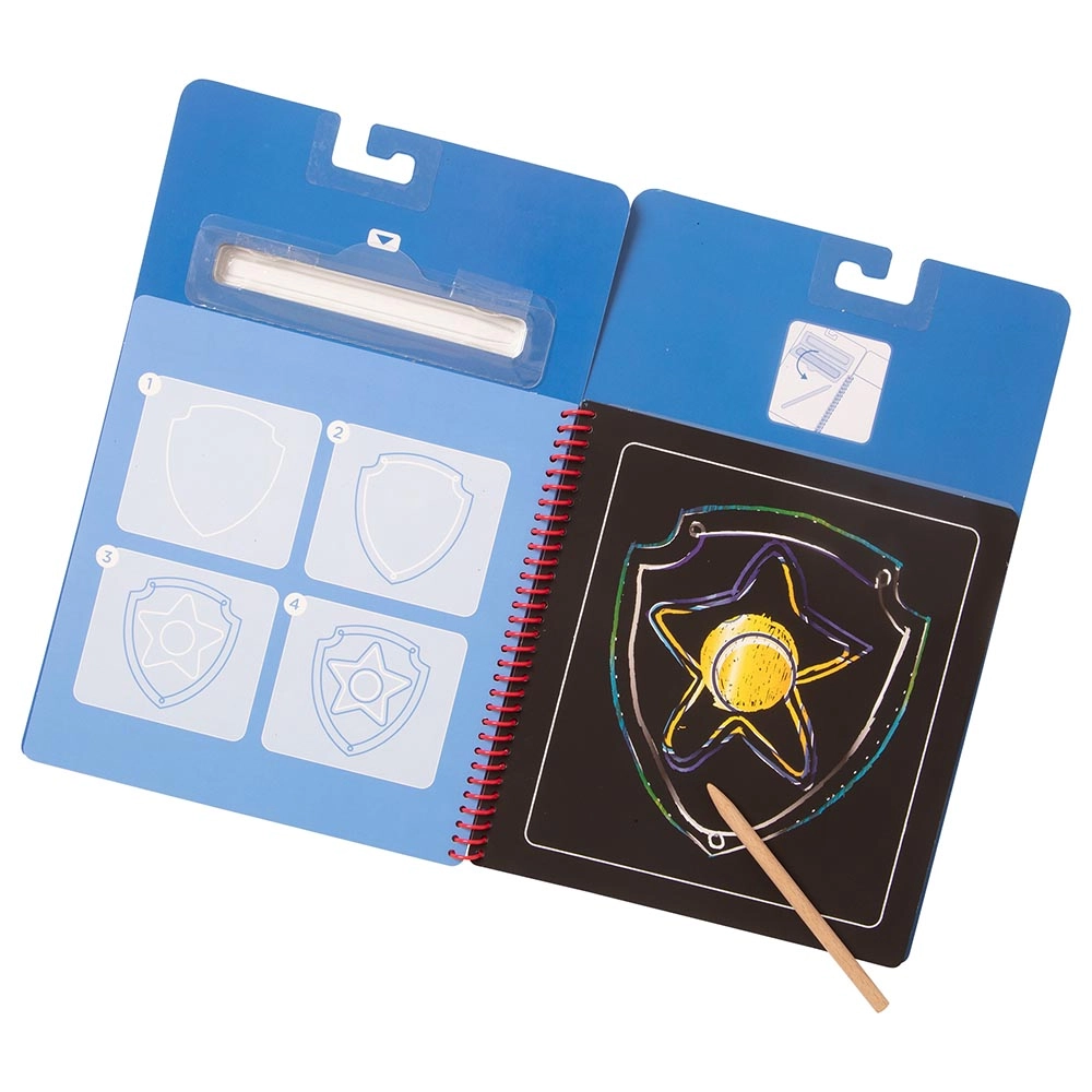 Paw Patrol Scratch Art Pad - 10 scenes wooden stylus