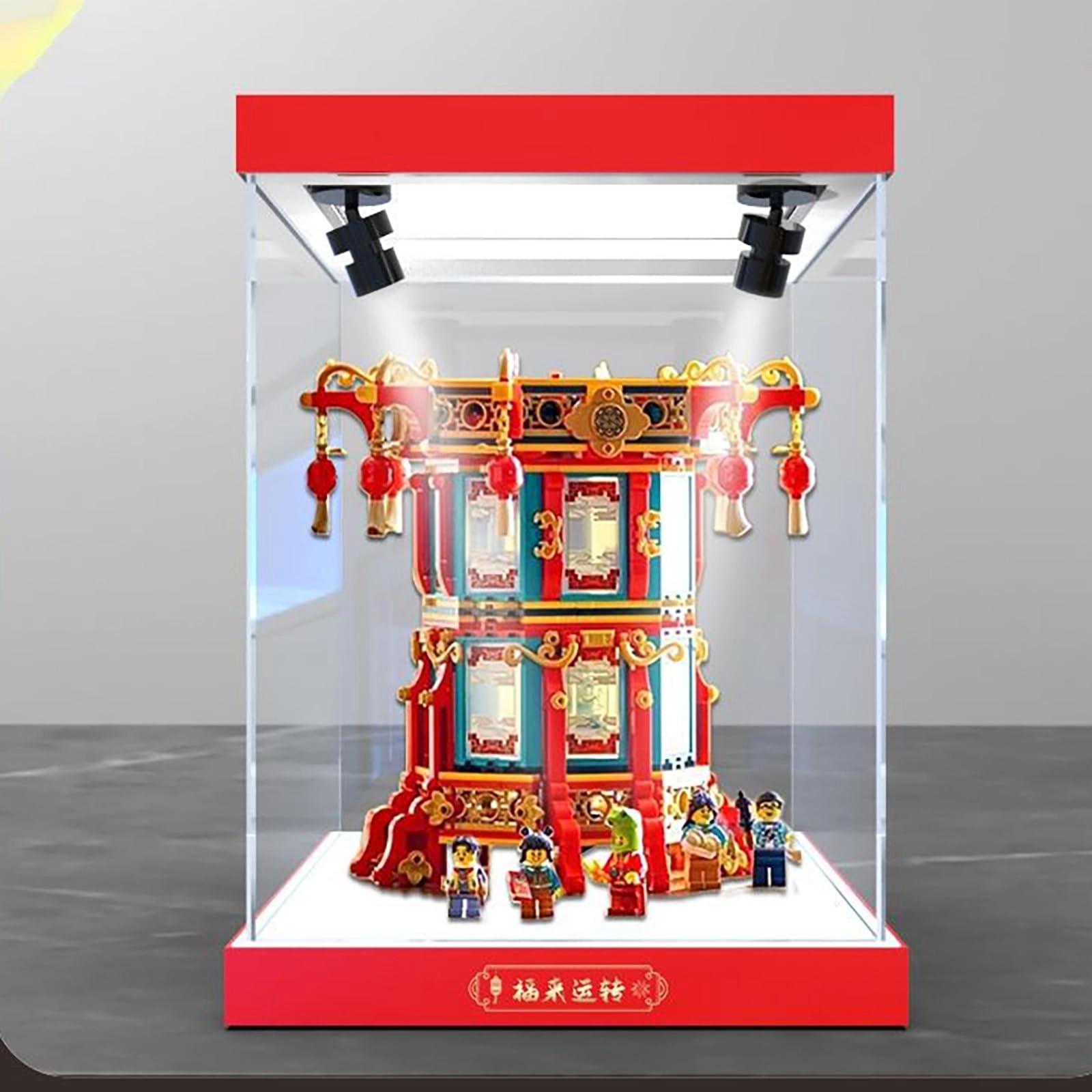 Acrylic Display Case - 42 x 40 x 34 cm Ceiling light + background