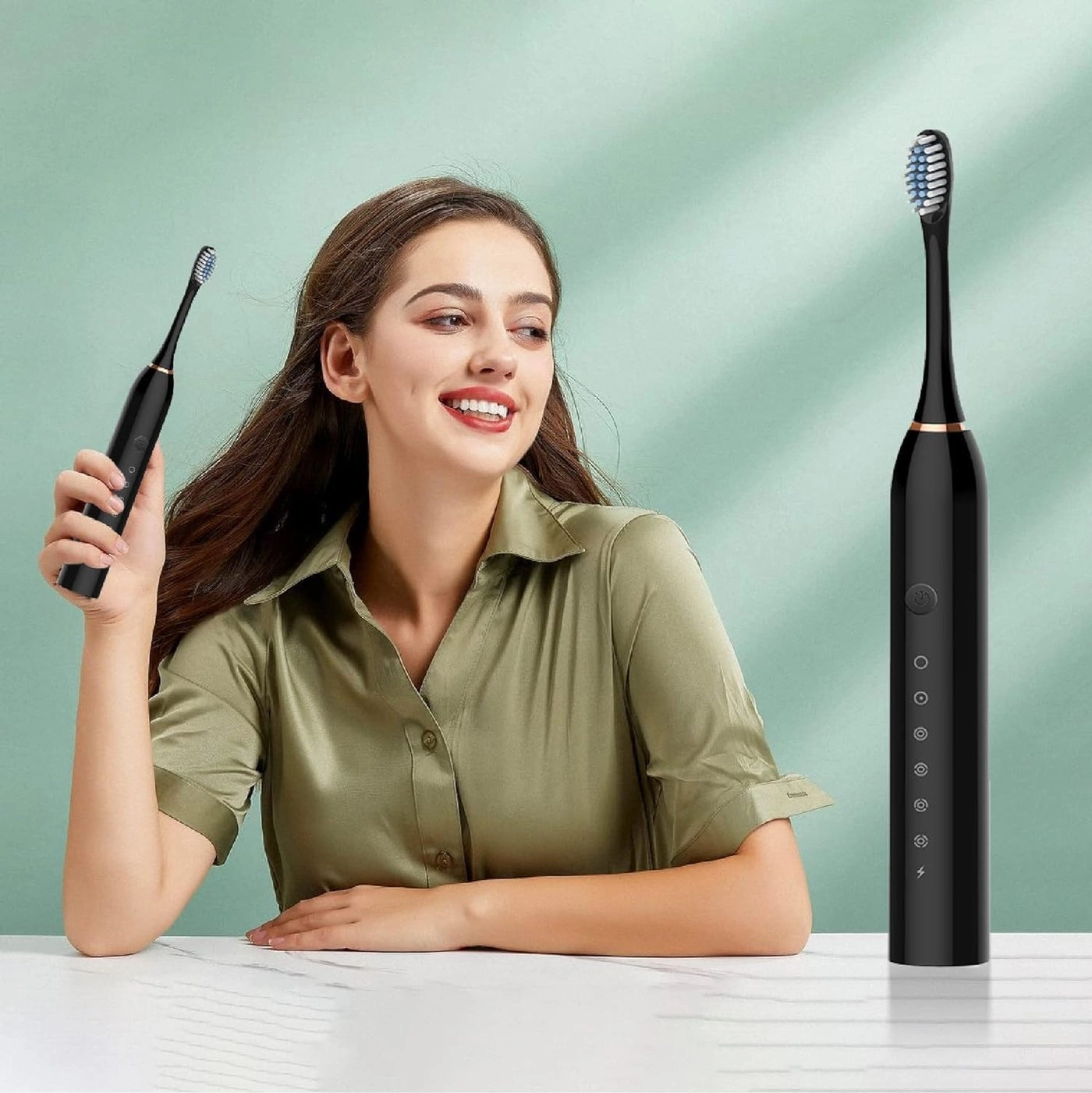 Sonic Electric Toothbrush - Rechargeable 4 Brush Heads 6 Modes