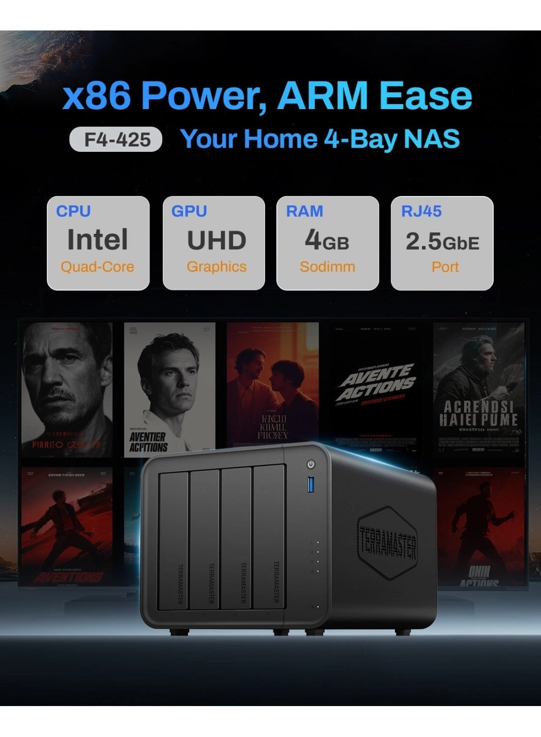 F4-425 4-Bay 8TB - 8TB Bundle (2 X 4TB)