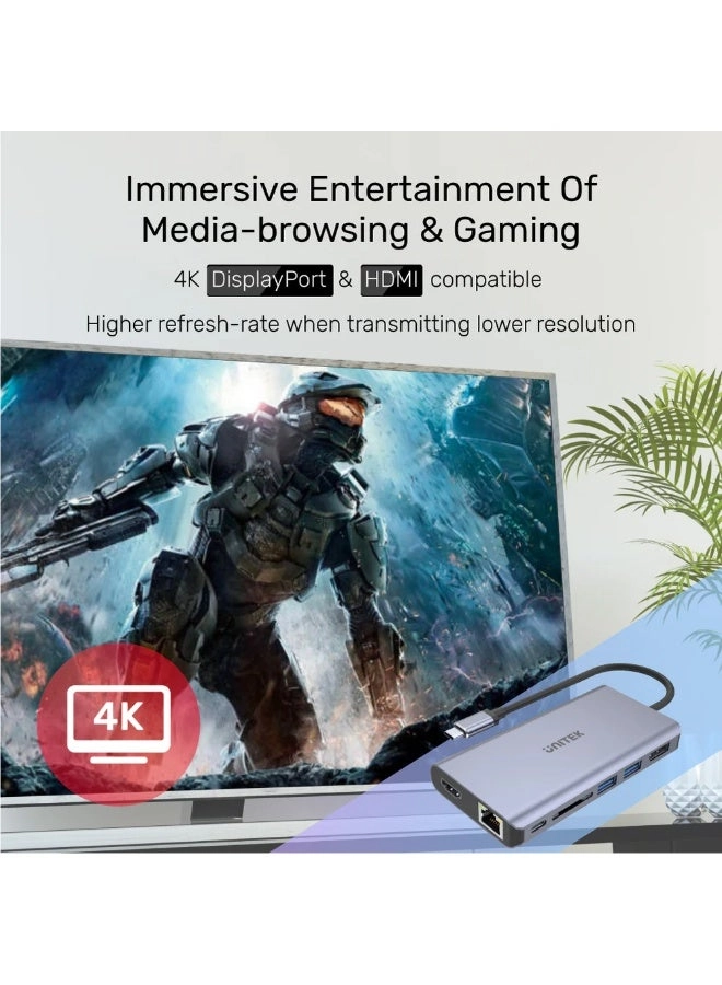 D1113A - 9-in-1 USB-C Hub 3x USB-A 5Gbps HDMI 4K@30Hz PD 100W