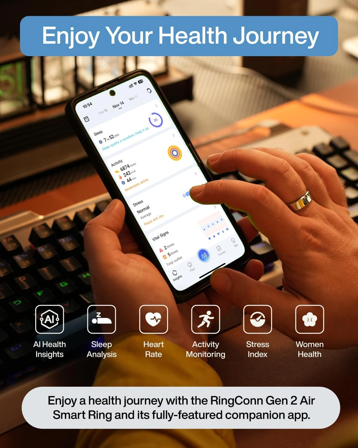 RingConn Gen 2 Air - Ultra-Thin 10-Day battery