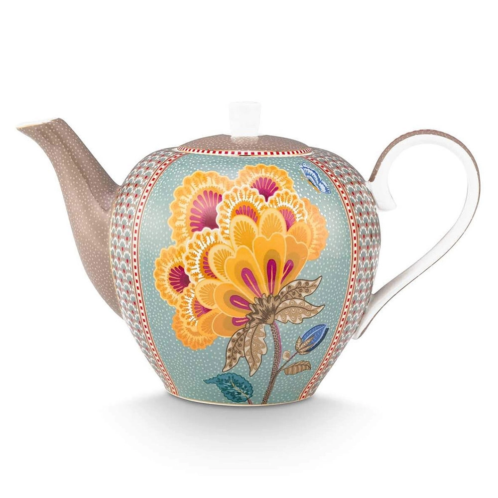 PIP STUDIO Blooming Tales Teapot - 100% A-grade white porcelain 1.6 litres