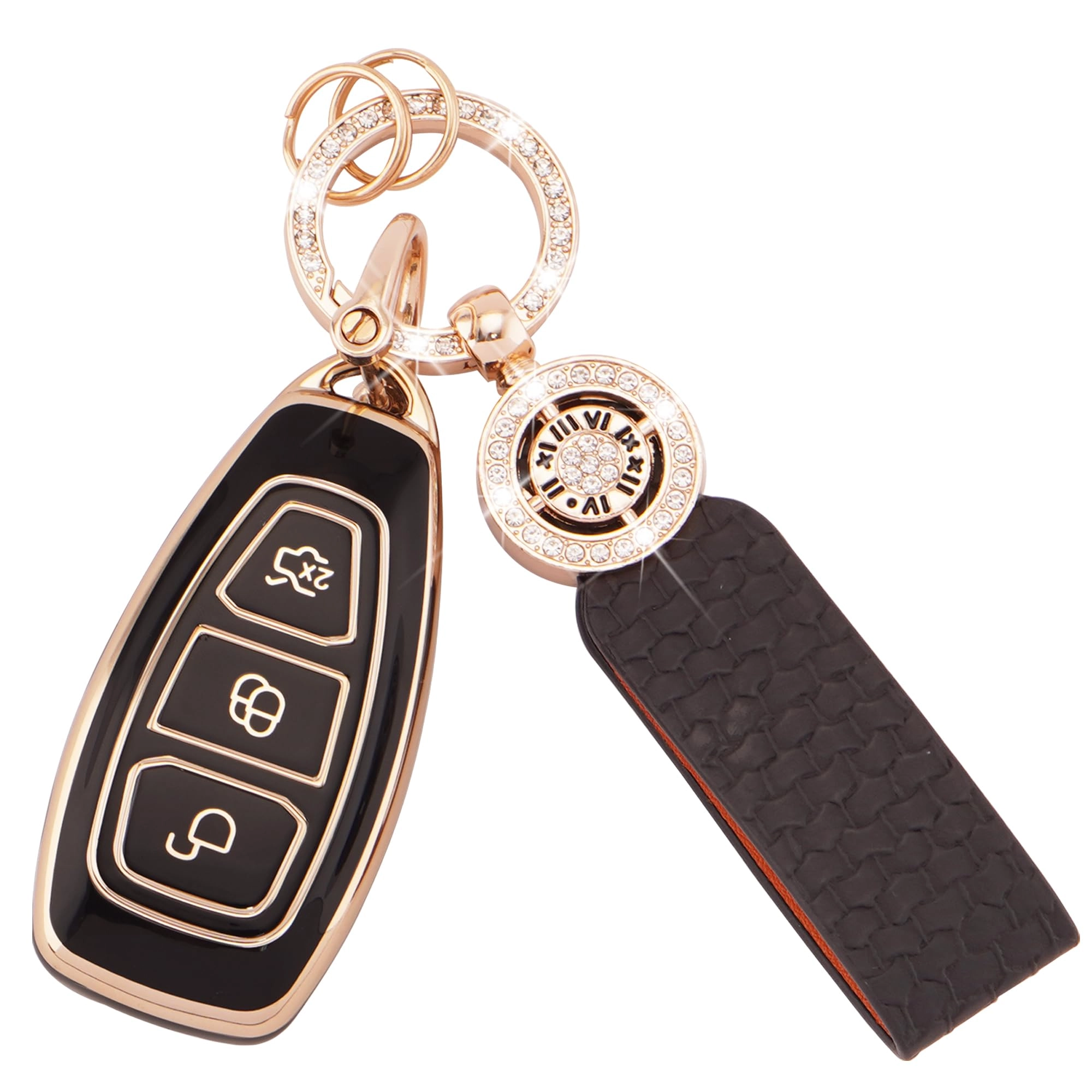 koaudb Car Key Cover - Fit for Ford Fiesta Focus C-Max Galaxy B-Max Grand C-Max Kuga Mondeo S-Max