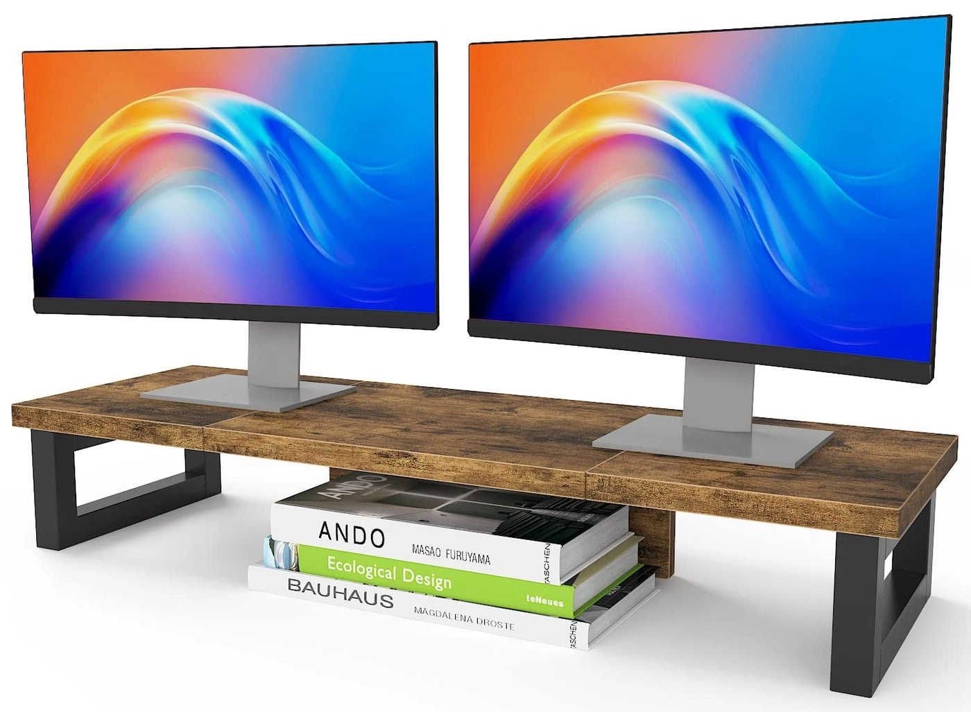 Monitor Stand Riser - Dual Wood and Steel