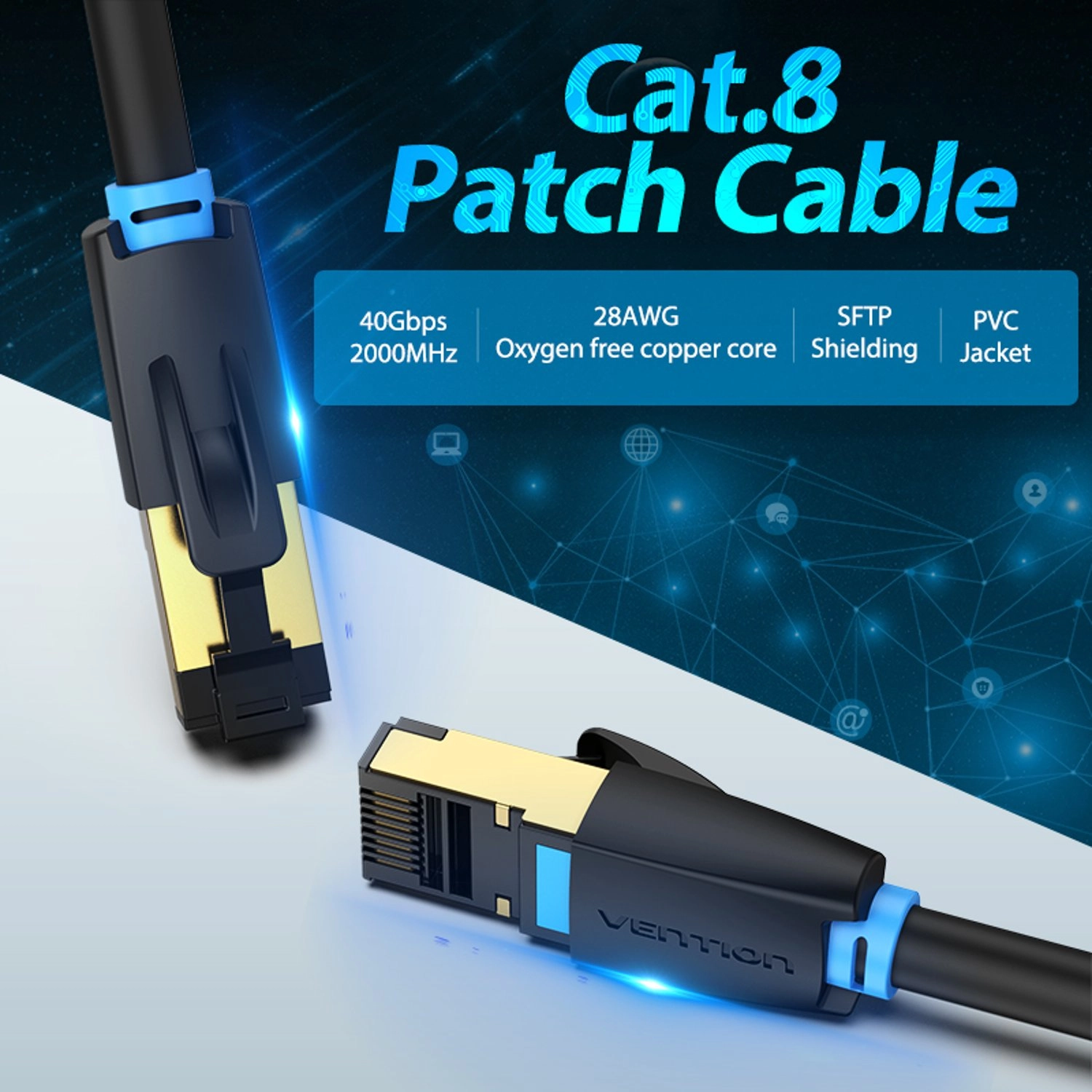Cat.8 Sftp Patch Network Cable - 0.5 m