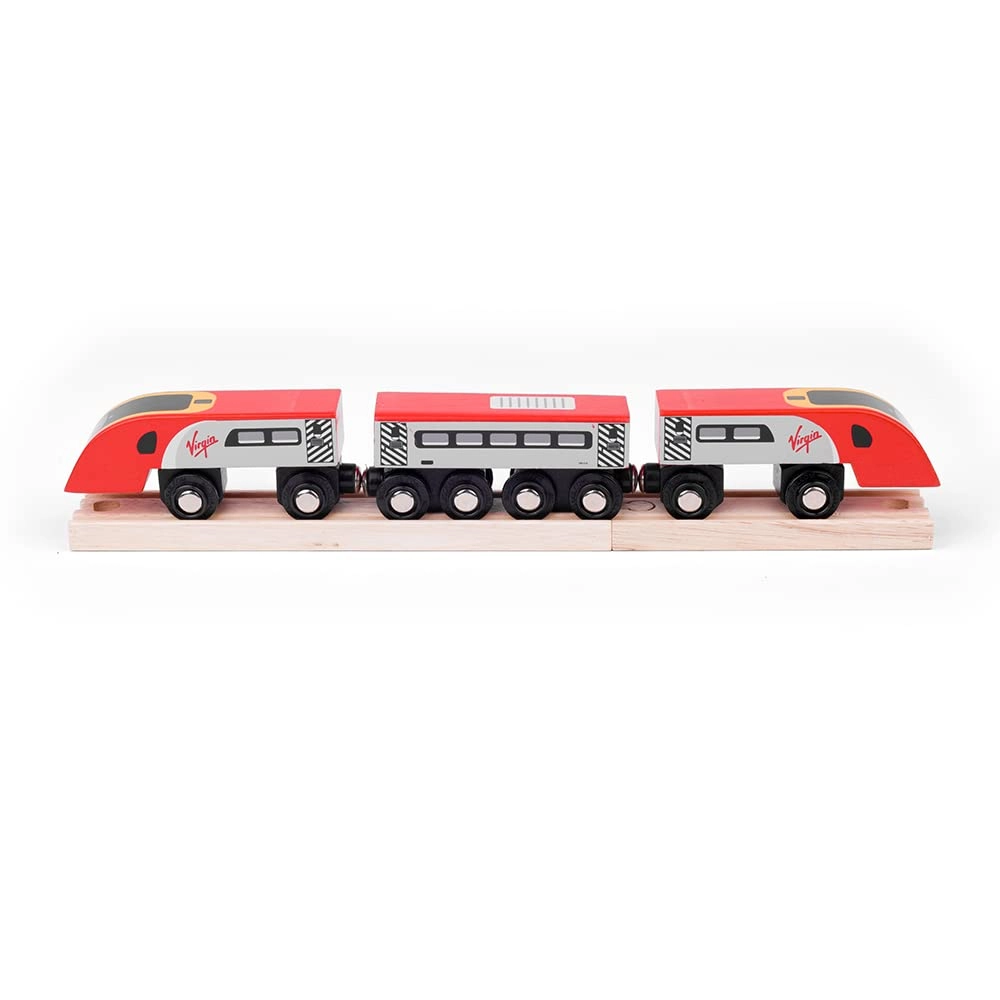 Bigjigs Rail Virgin Pendolino - 2x engines, a carriage and 2x pieces of train track