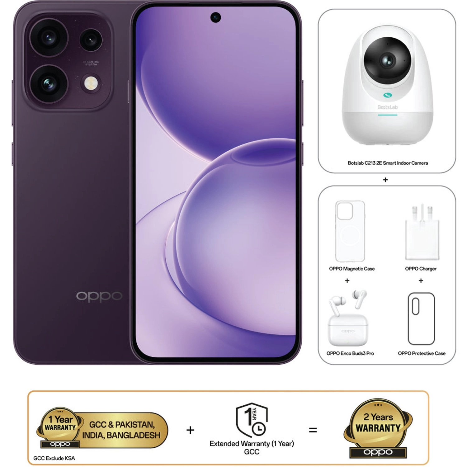 OPPO Reno16 f 12GB 256GB + Enco Buds3 Pro + Magnetic Case + IP Camera
