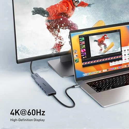 5in1 USB C Hub - 4K HDMI 3 USB-A 100W Power Delivery