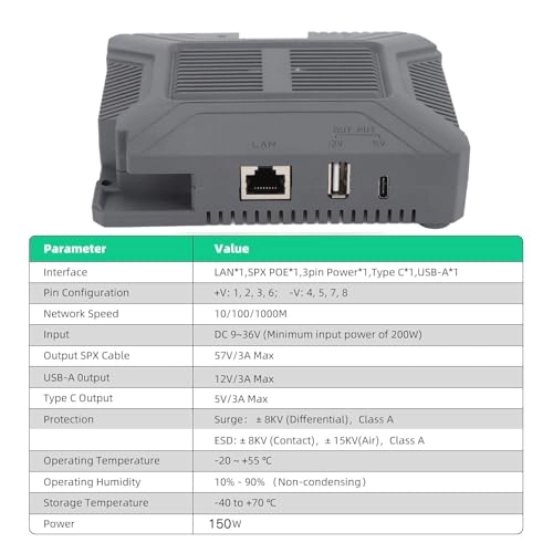 Satellite PoE Injector - 48V-57V 150W 10/100/1000 Mbit/s