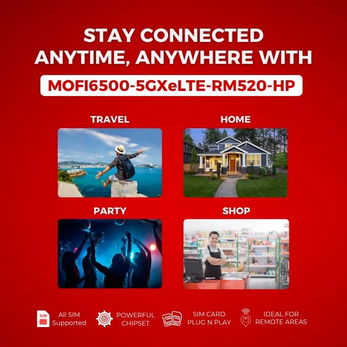 MOFI6500-5GXeLTE-RM520 - 4G LTE 5G Wi-Fi 6 2Gbps