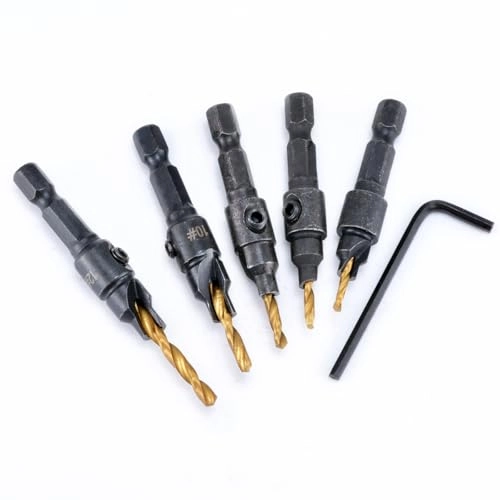 Countersink Drill Bit Set - high speed steel + carbon steel 5 Pieces 6.35mm