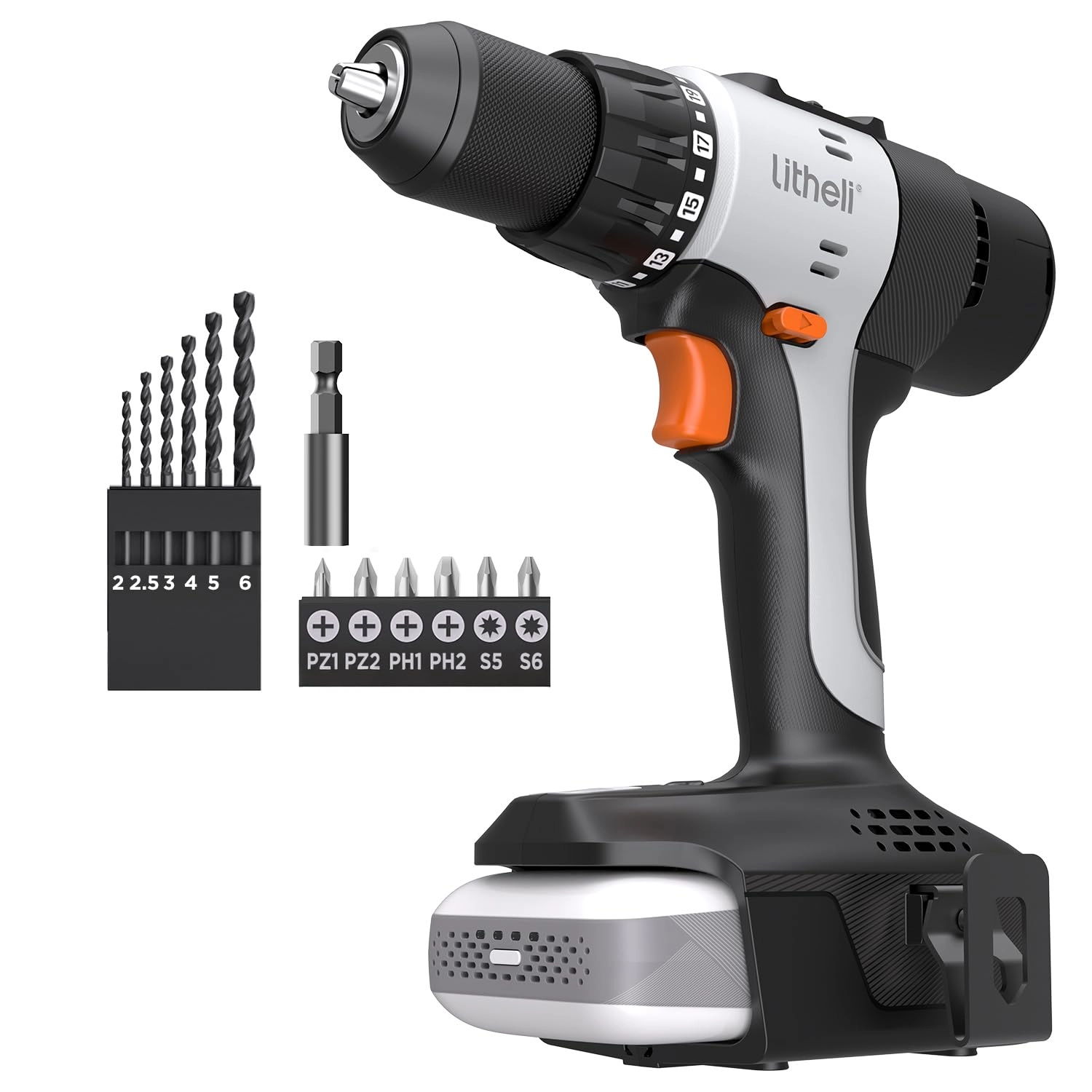 Litheli Cordless Drill Driver - 20V 1/2 Inch Keyless Chuck 21+1 Clutch