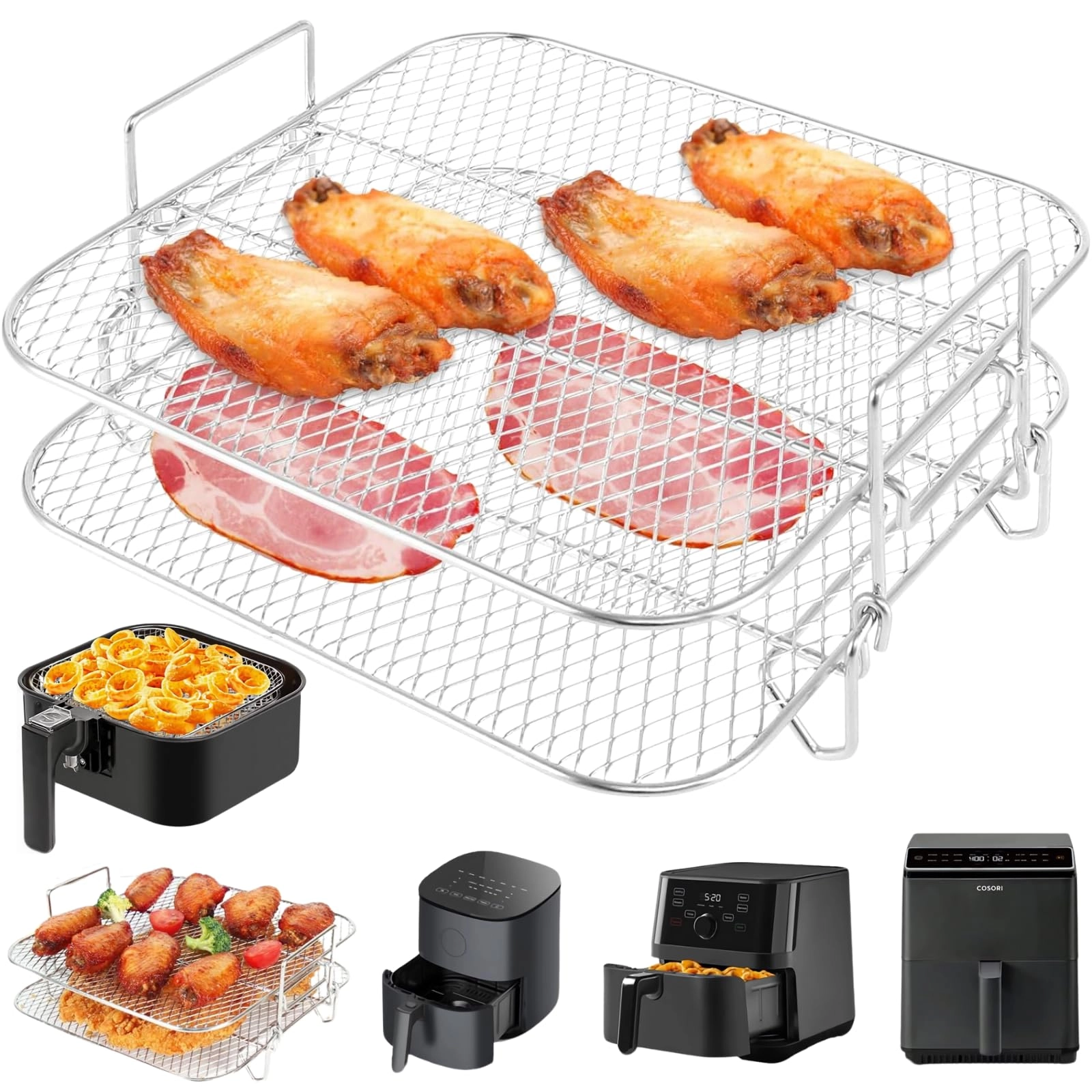 Lancisism Square Air Fryer Rack - Stainless Steel