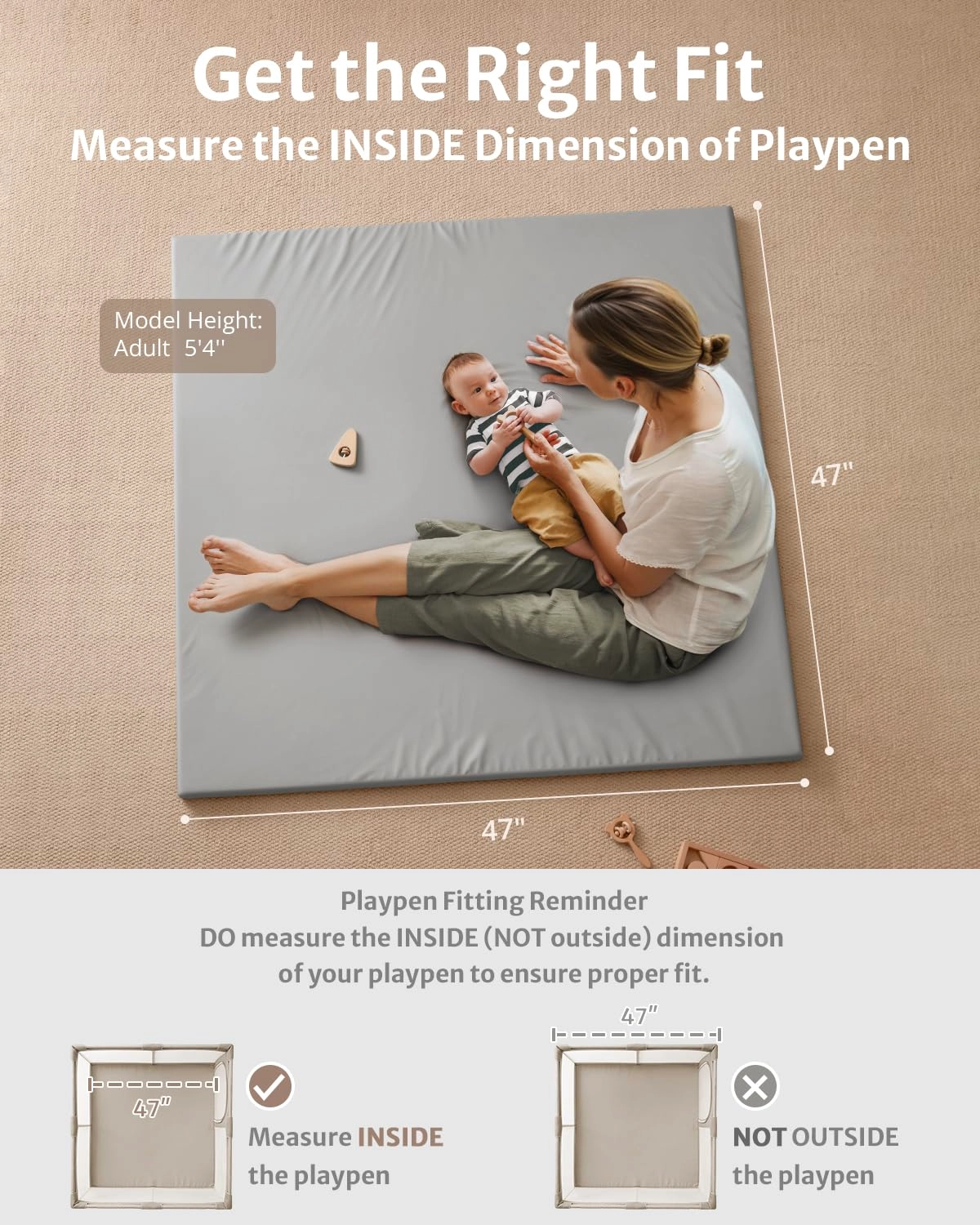 Vegan Leather Baby Play Mat - 50x50 Taupe