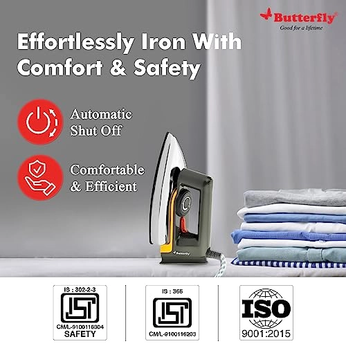Reva Dry Iron - 1000W Non-Stick Sole Plate