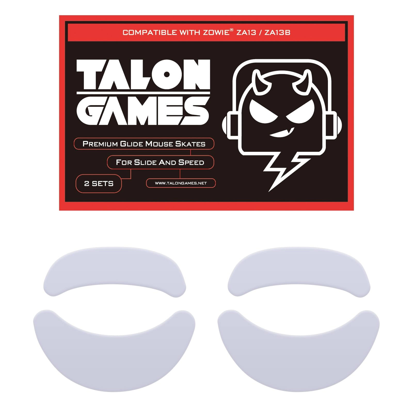 TALONGAMES Mouse Feet Skates - Compatible with Zowie ZA11 / ZA12 / FK/AM / S1 / S2 0.8mm Pure PTFE