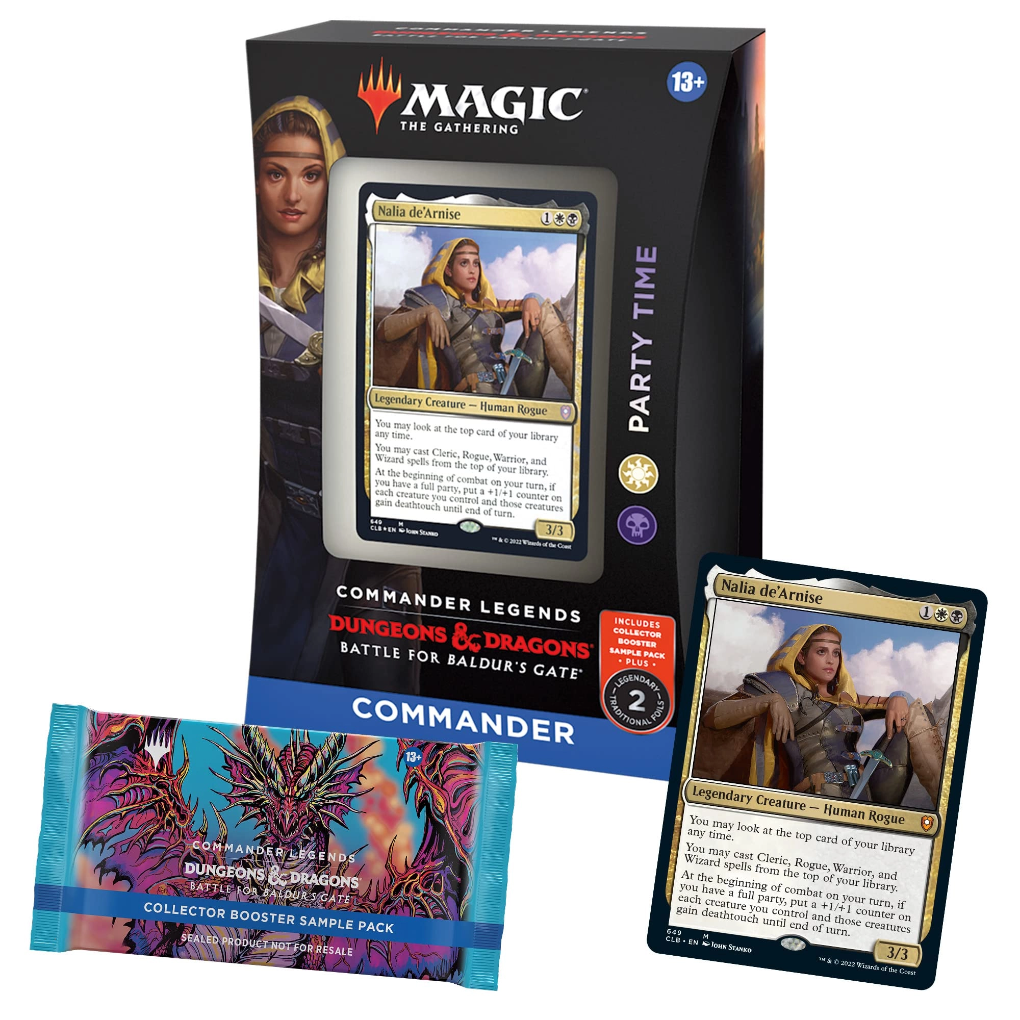 Magic: the Gathering Commander Legends: Battle for Baldur's Gate Commander Deck - Party Time + Collector Booster Sample Pack - 2-card