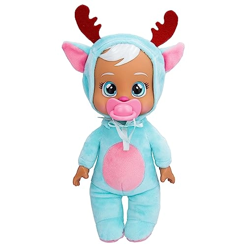 Eve Baby Doll - 9" Blue and Pink Reindeer Themed Pajamas Ages 18+