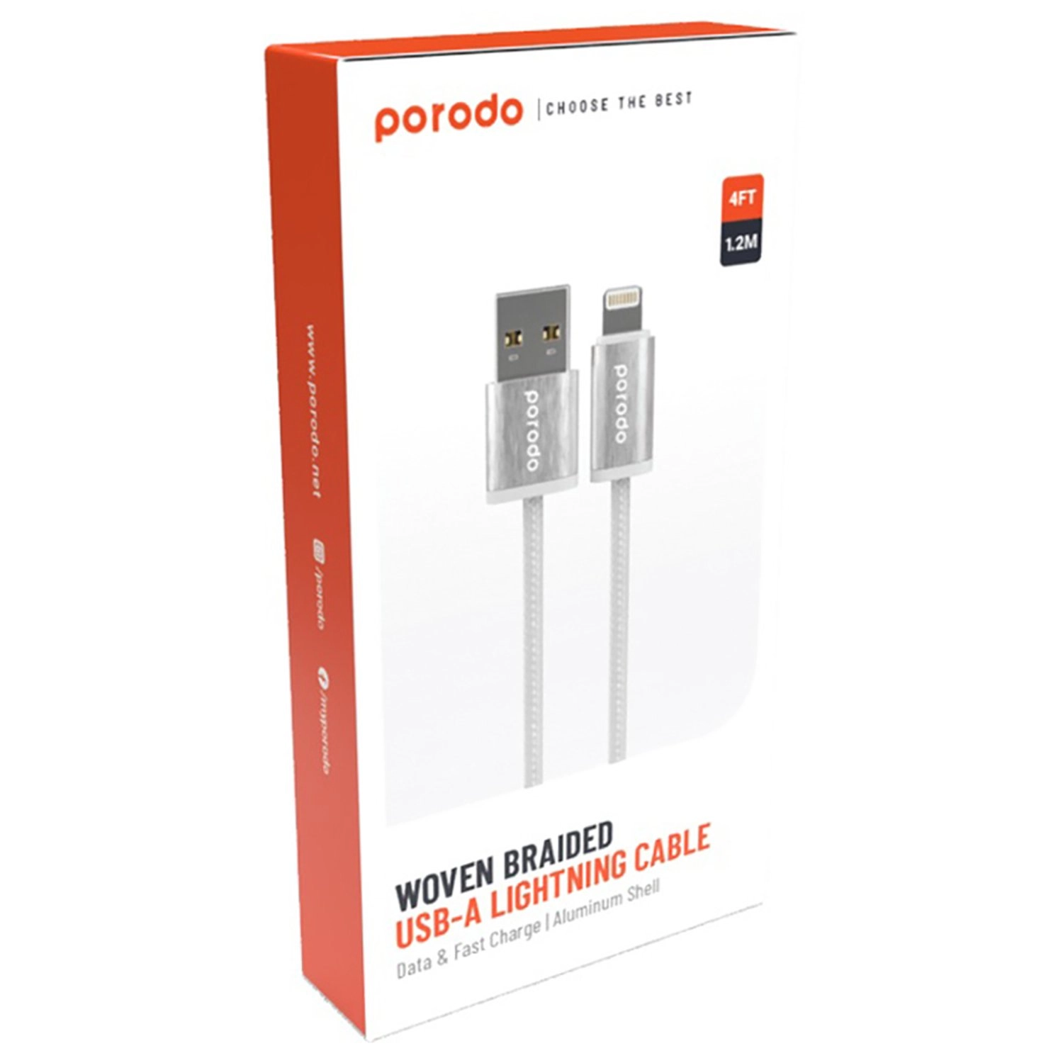 Woven Braided USB-A to Lightning Fast Charge Cable 1.2m