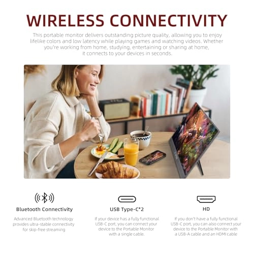 Wireless Portable Monitor - 15.6-wireless 15.6 Inches 1920x1080