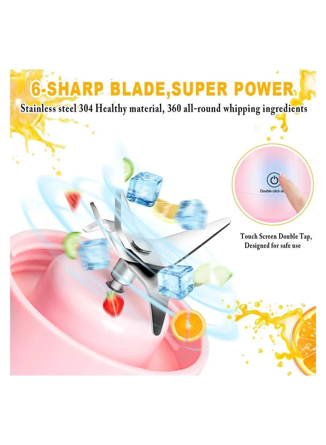 Portable Blender Smoothie Maker - Rechargeable Leakproof Lid Sip Spout