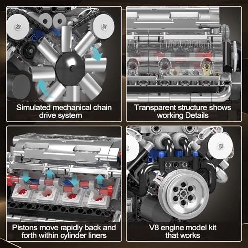 10088 V8 Engine Model Kit - 535 pcs