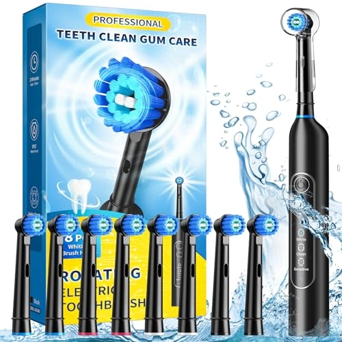 Rotating Electric Toothbrush - 8 Brush Heads 4 Modes 25-Day Battery Life