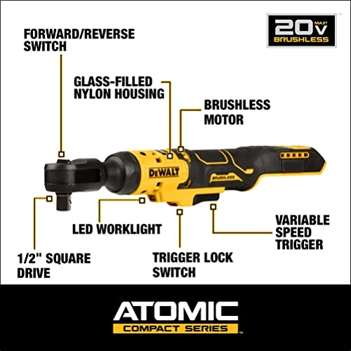 ATOMIC 20V MAX Brushless Cordless Ratchet - 70 ft-lbs 1/2 Inch