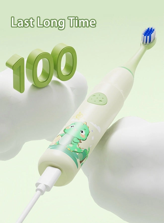 Kids Rechargeable Electric Toothbrush - 6 Brush Heads Timer USB Rechargeable
