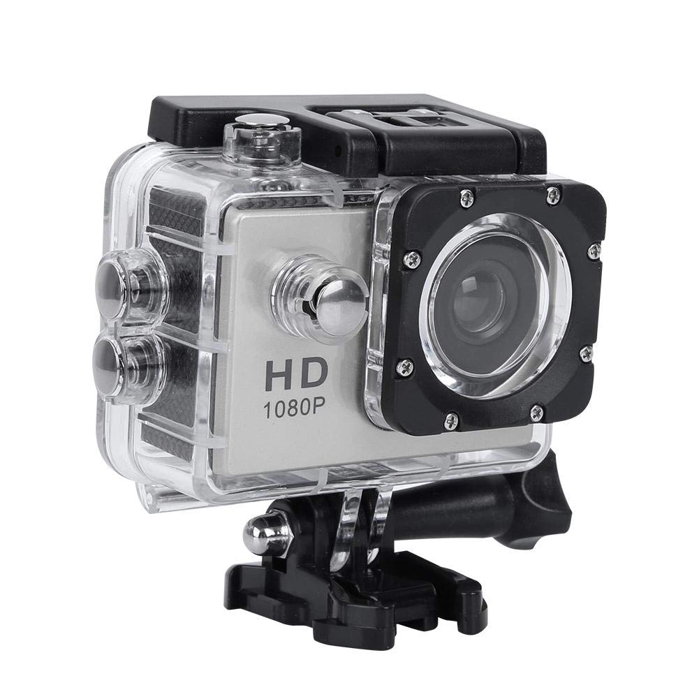 TCSEH Sports Action Camera, Waterproof 1080p Underwater Cam with 140° Wide Angle Lens,900mAh Battery,Underwater 30M (silver)