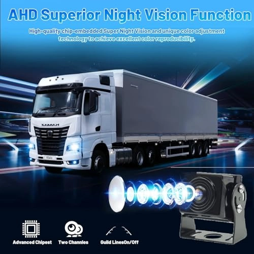 Backup Camera - 720P Night Vision + AHD Monitor - 7 inch Bluetooth