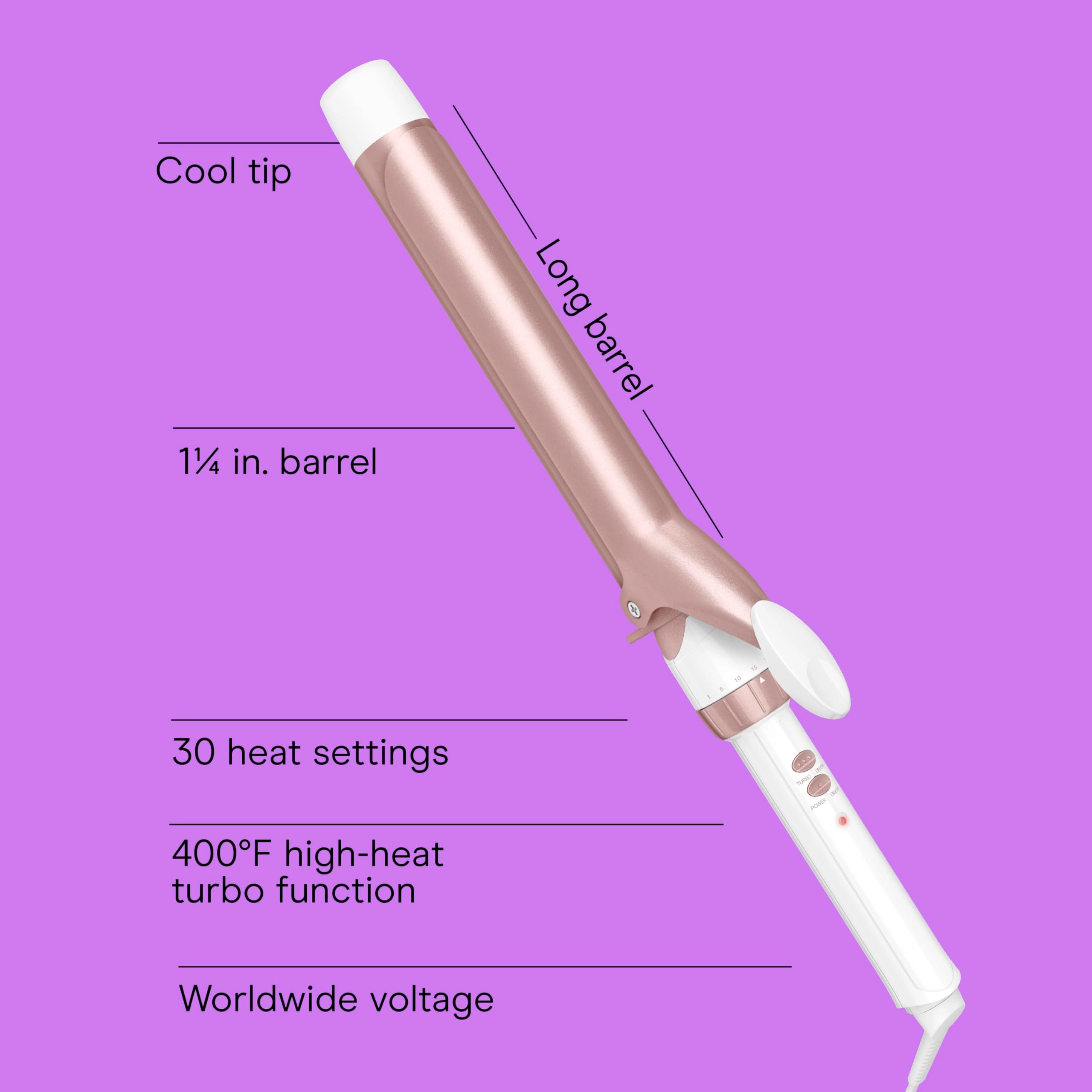 Double Ceramic Curling Iron - 1.25 Inch 30 Heat Settings