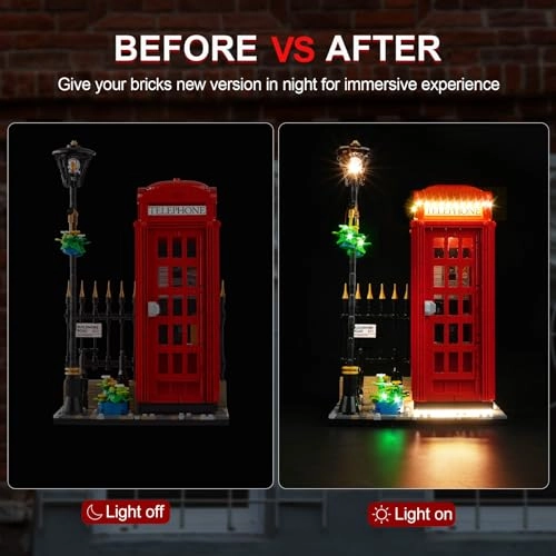 LED Lighting Kit for Lego Ideas Red London Telephone Box - Compatible with 21347 LED