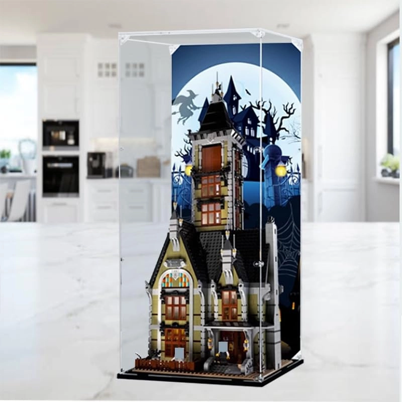 Clear Acrylic Display Case - 12.20x12.20x28.34in. Black Bottom+Background2