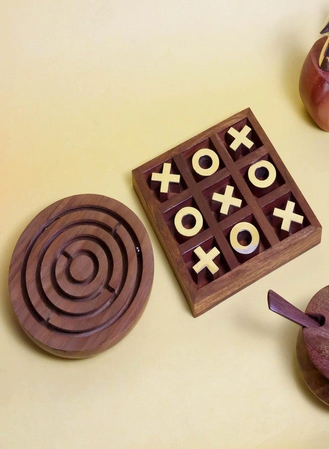 Saras Aajeevika Tic Tac Toe + Maze 2-in-1 Wooden Puzzle