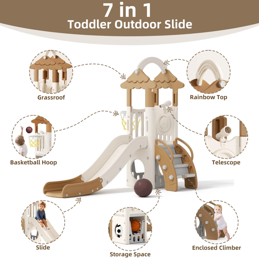 Kids Slide, Climber & Basketball Hoop - Indoor/Outdoor Suitable for 12 months+