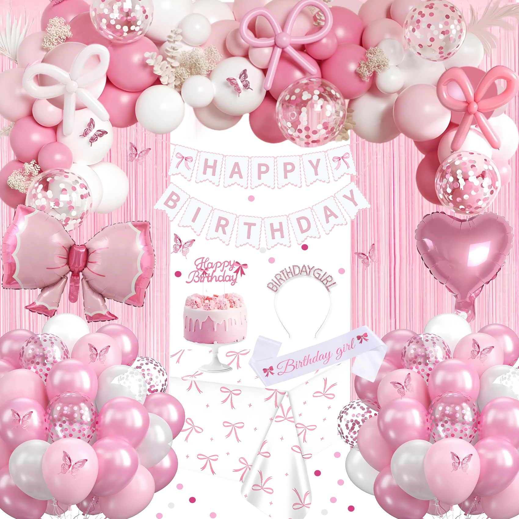 WEQTWL Retro Blush Pink Birthday Party Decorations